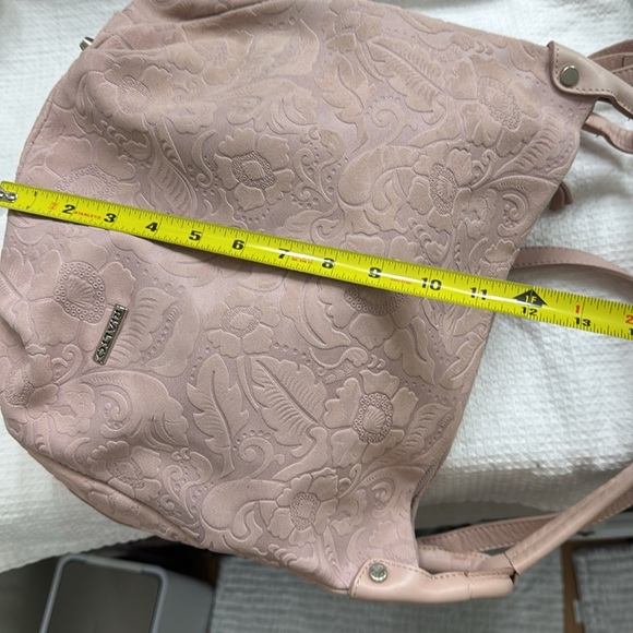 NWT Pink Leather Floral Embossed Shoulder Crossbody Bag Made in Italy - Picture 7 of 13